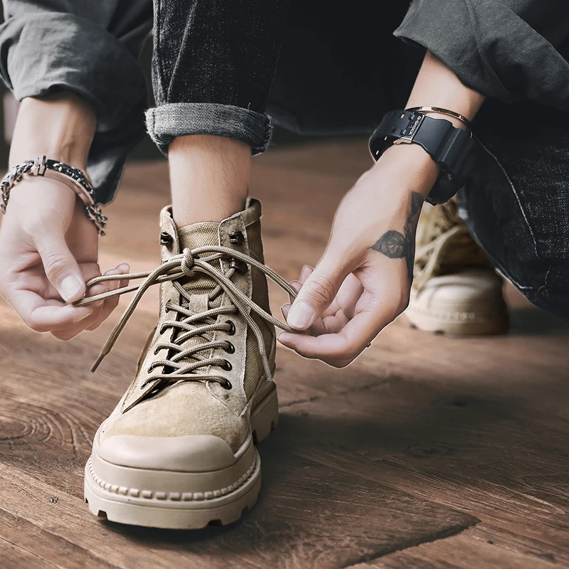 Ankle Boots Mens winter New sale Fashion casual work safety shoes for male Canvas Breathable trainers sneakers sports cowboy | Обувь