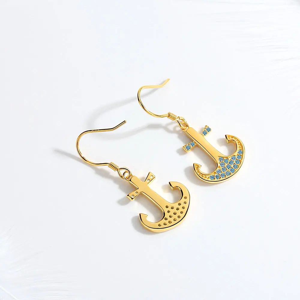 Женские серьги с якорем TONGZHE синие 925 пробы серебристые желтые золотые 2018 |