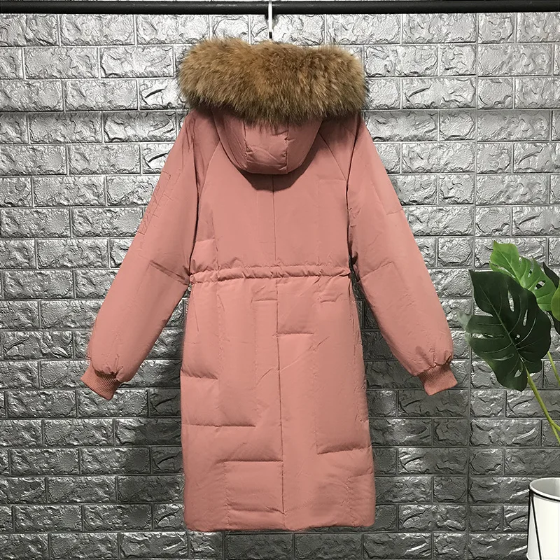 Длинные женские пуховики Корейская версия свободные модные теплые с большим