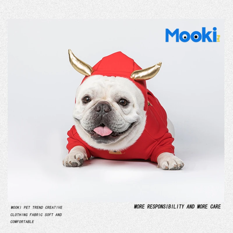 

MOOKIPET Dog Clothes Chinese New Year of Ox Cat Clothes Cat Hoodie Dog Hoodie Sphinx Devon Cat Sweater Keep Warm Pet Clothing