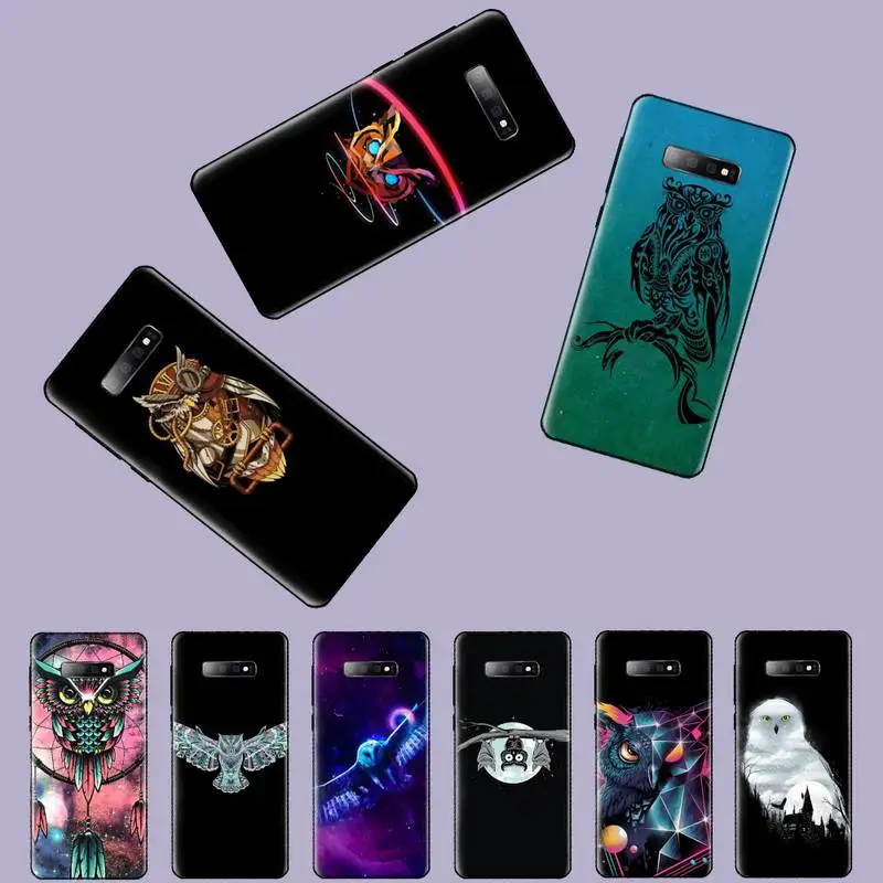 Черный чехол из ТПУ с рисунком Совы и животных для Samsung Galaxy S5 S6 S7 S8 S9 S10 S10e S20 edge plus