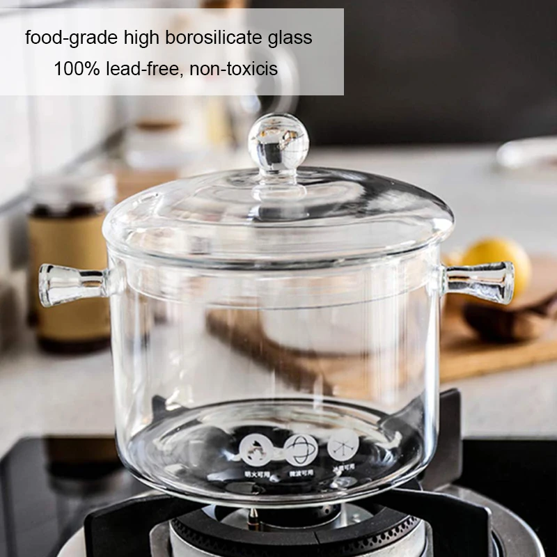 

Household Transparent Glass Soup Pot Kitchen Heat-resistant Porridge Pot Home Glass Bowl Kitchen Cooking Tools