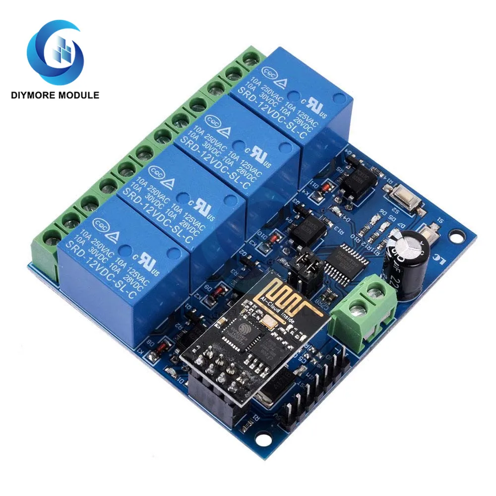 DC 12V реле Wi Fi модуль 4 канала ESP8266 ESP 01 Беспроводной плате с помощью приложения на