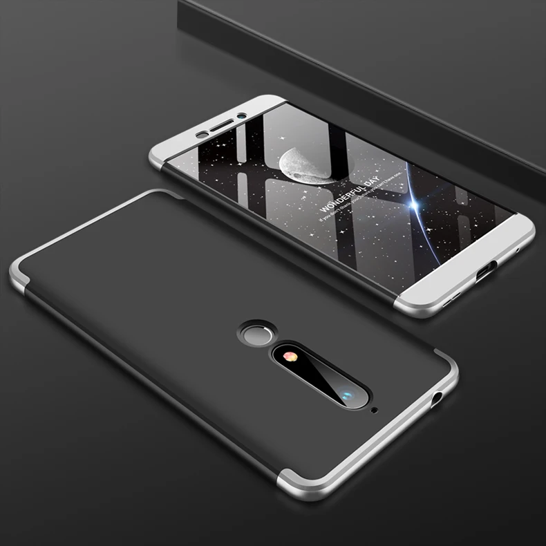 Для Nokia 6,1 TA 1043 чехол цветной 360 градусов защищенный полный корпус матовый чехол для Nokia 6 TA-1043 с защитным стеклом