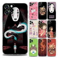 cartoon studio ghibli spirited away clear phone case for iphone 11 12 13 pro max 7 8 se xr xs max 5 5s 6 6s plus soft silicon