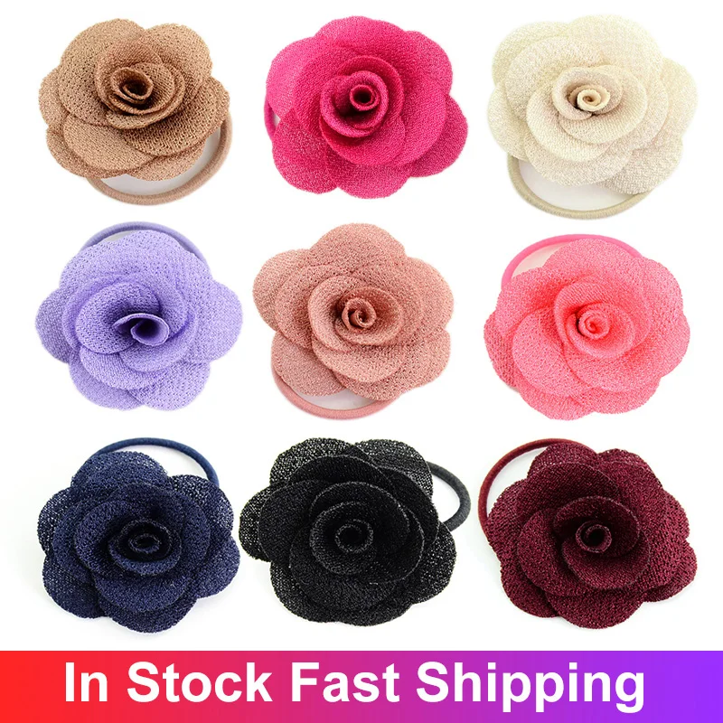 

13 Colors Retail Newborn Chiffon Petals Poppy Flower Hair Clips Rolled Rose Fabric Hair Flowers Hair Accessories For Girls
