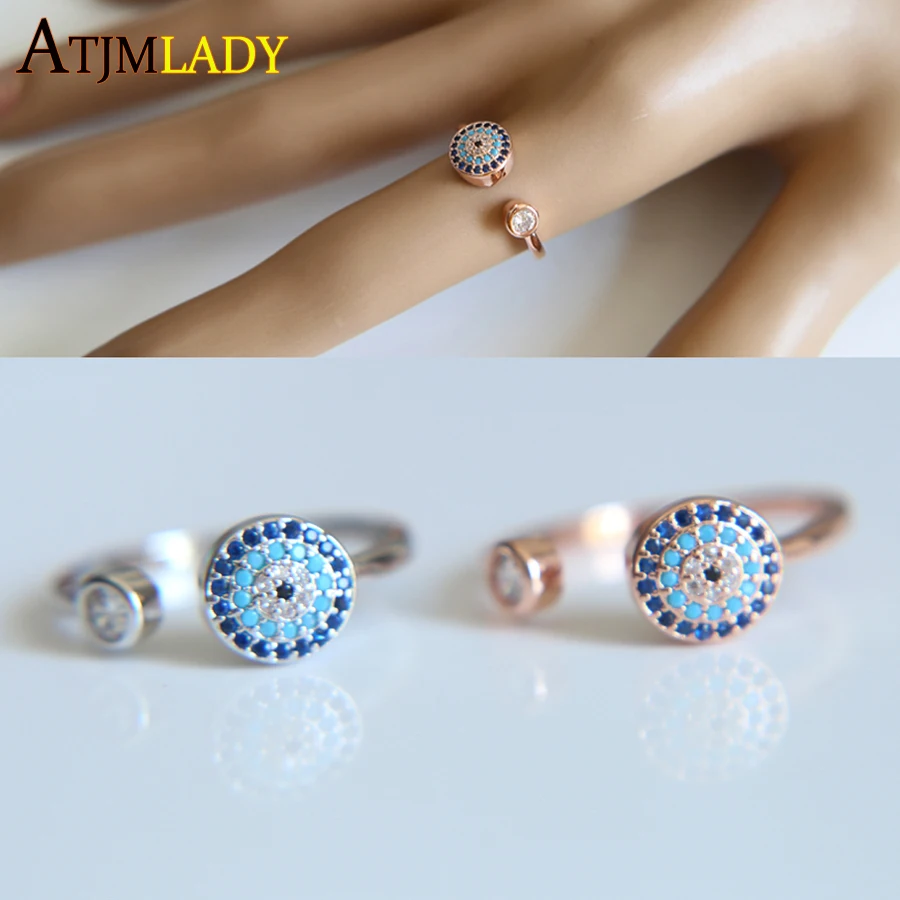 Новинка 2020 г. кольцо цвета розового золота с микрозакрепкой сглаза и фианитами