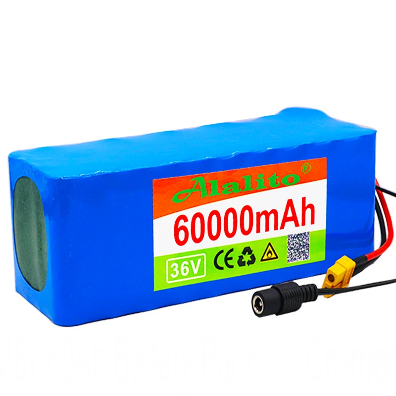36V 10S4P 60Ah battery pack 500W high power 42V 60000mAh Ebike electric bicycle BMS 42v with xt60 plug+charger | Электроника