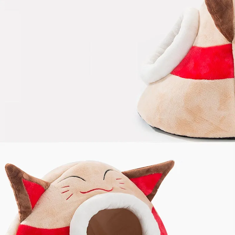 

HIPIDOG Cute Lovely Cartoon Cat Beds & Mats Plush Soft Thick Cotton Cat House Sleeping Home Available for Small\Large Dogs
