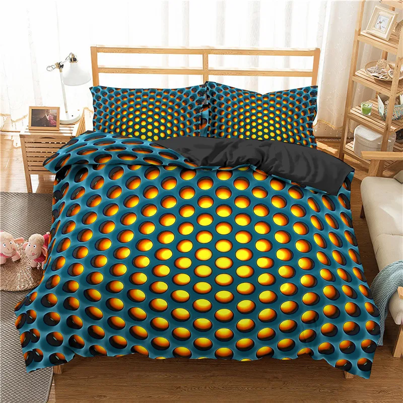 

New Fashion Duvet Cover Set 3D Dense Hole Pattern 2/3Pcs Duvet Cover with Pillow Case Bedding Sets Full Size Comforter Sets