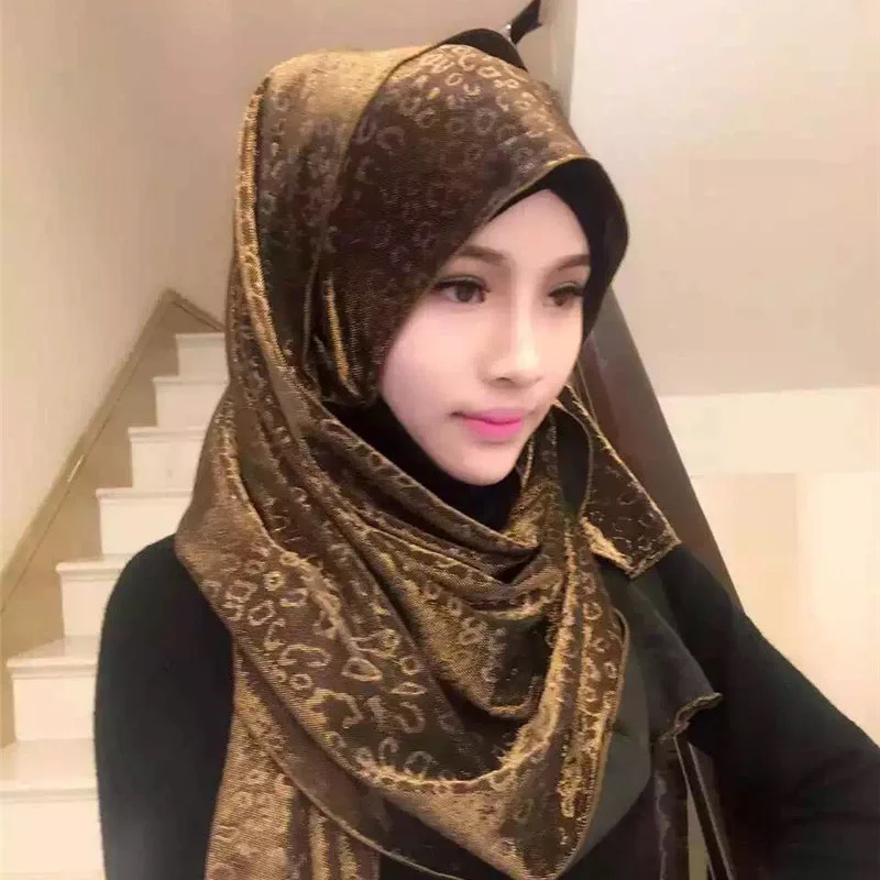 Мусульманский Исламский хиджаб женский модный шарф с леопардовым принтом и