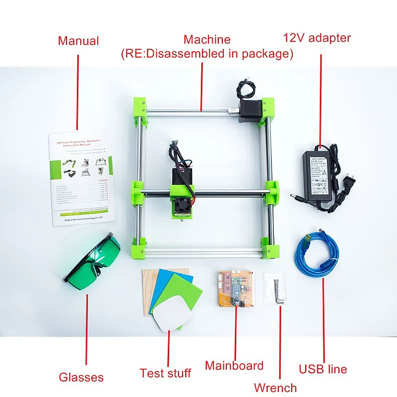 Разобранный синий фиолетовый 2017 мини лазерная гравировальная машина 3D печать