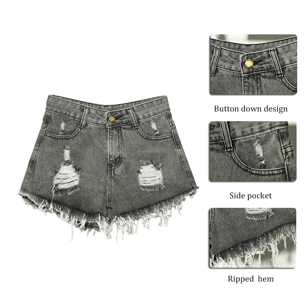 Женские шорты эластичные джинсовые с высокой талией синие женские большие |