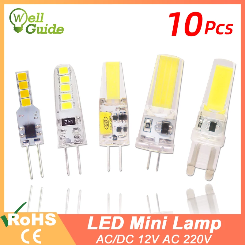 

10pcs LED Bulb G4 Lamp AC DC 12V 220V Dimmable cob led G9 3W 6W 9W COB LED Lighting replace Halogen Spotlight Chandelier