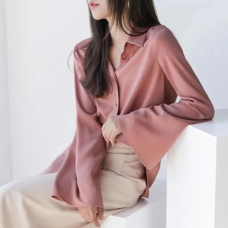 

Women Office Shirts 2021 Summer Long Sleeve Chiffon Blouses Sexy V Neck Work White Blouses Blusas Elegantes De Mujer 2021
