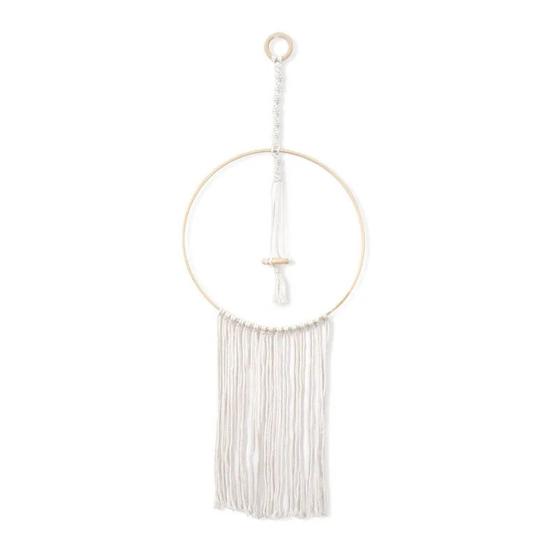 

Bohemia Cotton Weaving Monternet Pendants Rope Hanging Basket Wood Bead Tapestry Wall Mounted Flower Pot Decoration Home Decor