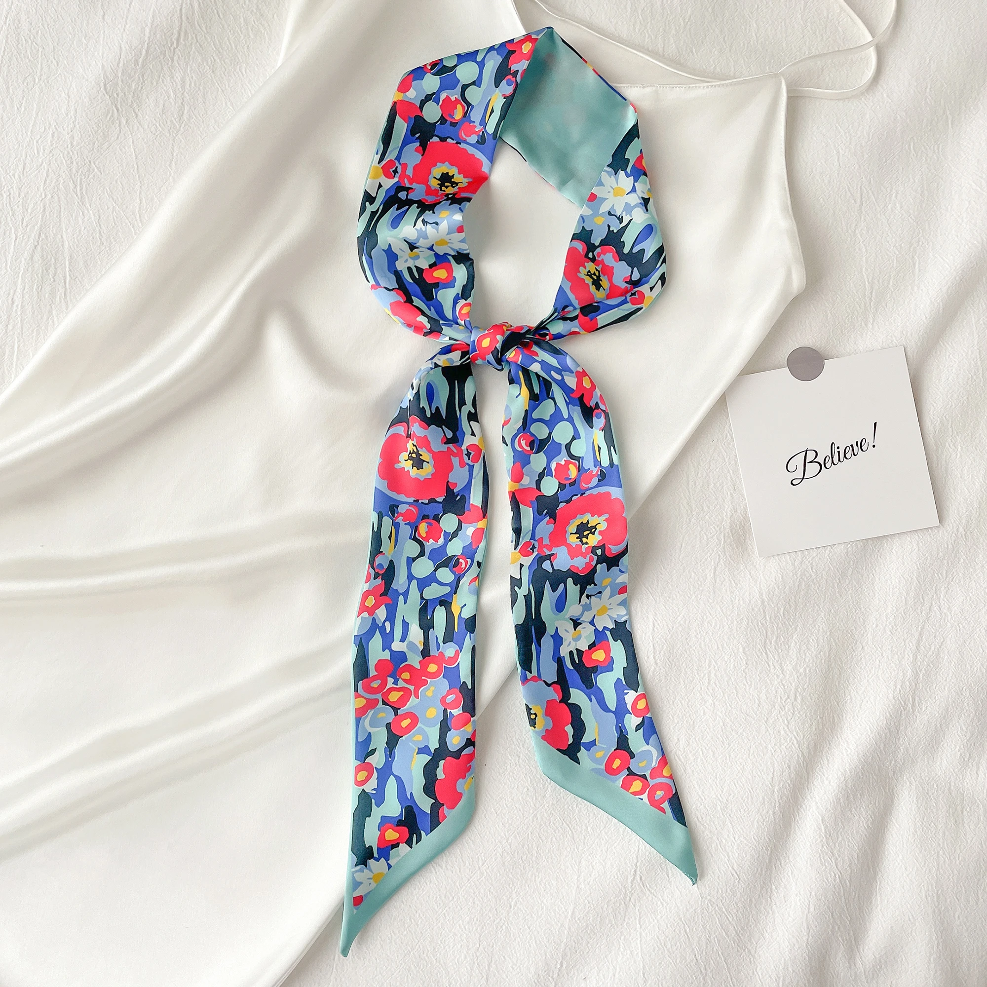 Luna&ampDolphin Women Original Niche Fruit Design Long Scarf 100x6cm Skinny Headband Bag Ribbon Orange Peach Letter Choker Streamer |