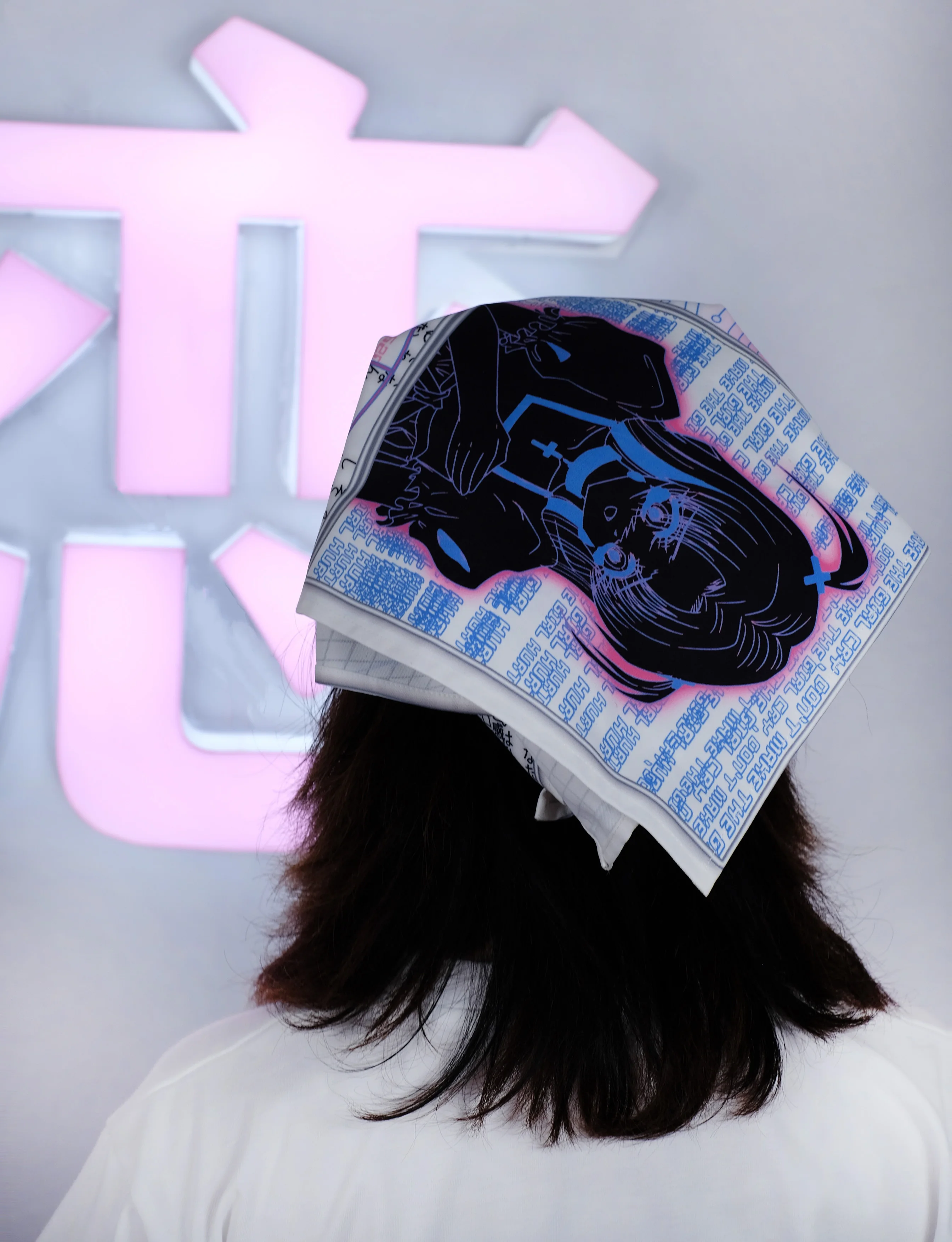 Starry UFF reselling original design please don't hurt girls Japanese Harajuku hot girl hair scarf bandanas
