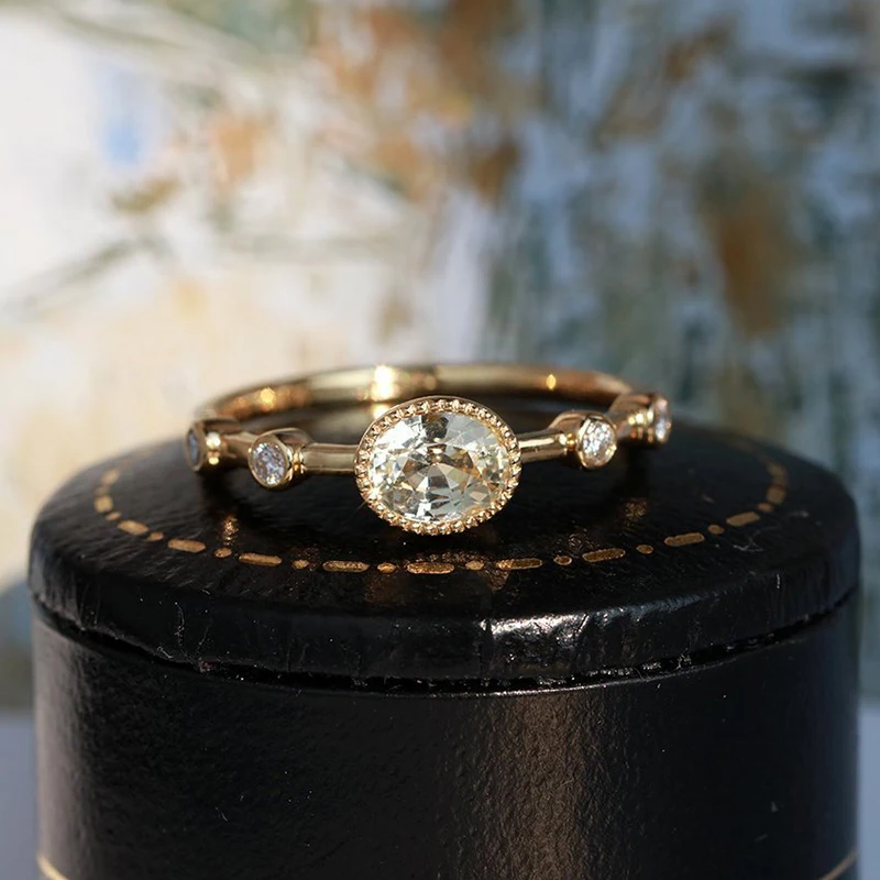 Женское кольцо из серебра 925 пробы овальное Золотое для помолвки фианит