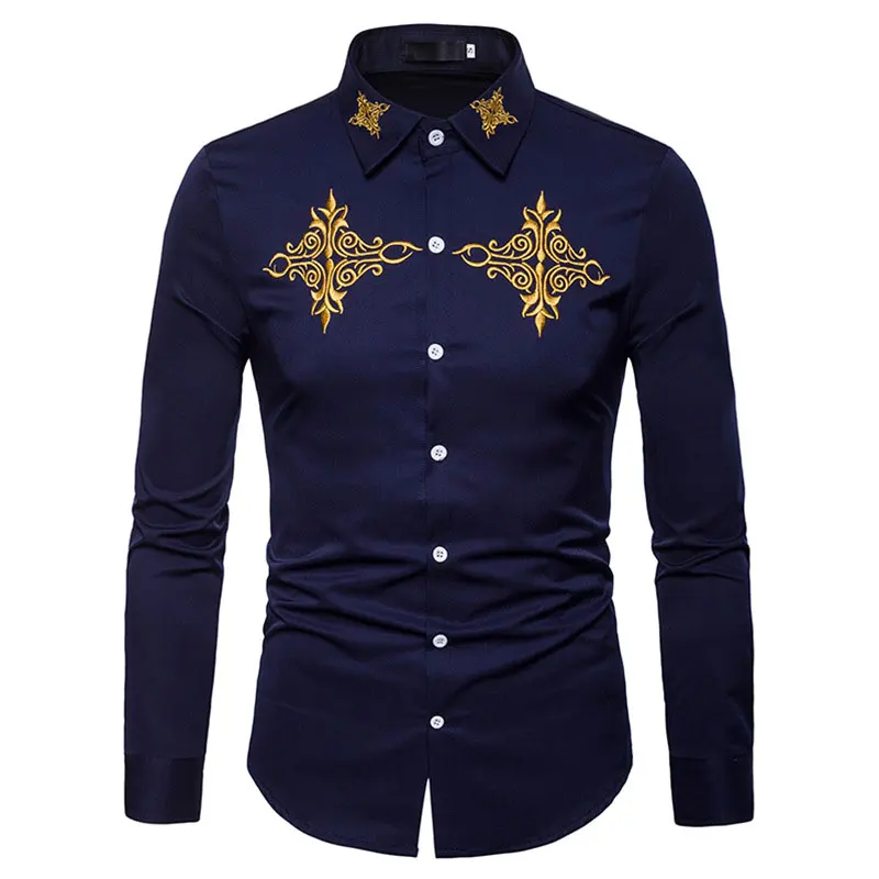 Now Men Hawaiian Shirt Fashion Streetwear Social Dress Male Casual Embroidery Printed Business Brand Tops Hip Hop Button | Мужская