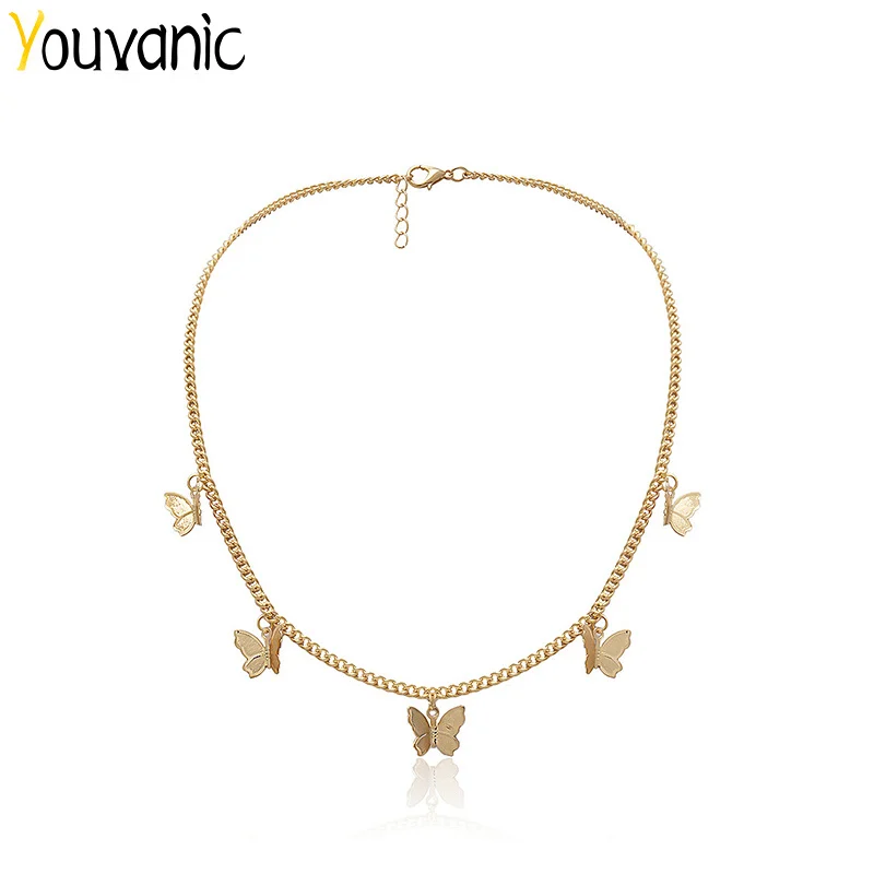 Youvanic с милой бабочкой Женское колье чокер золото Цвет цепи заявление ожерелье