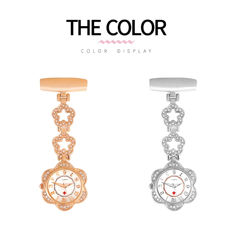 ALK Flower Type Nurse Watch Clip-on Fob Brooch Hanging Watches Quartz Doctor Clocks Silver Medical Pocket Watch Hospital Gift