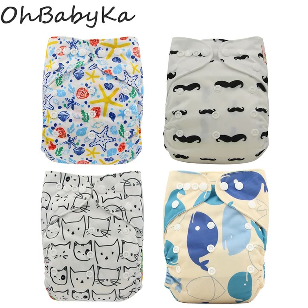 4 шт./компл. водонепроницаемые Многоразовые Детские Подгузники Ohbabyka с