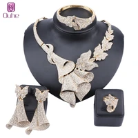 wedding dress costume women party gold color african beads jewelry sets crystal rhinestone necklace bangle earrings ring