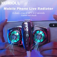 kurioll double cooling fan cell phone cooler for mobile portable cooler for xiaomi 11 huawei iphone 12 samsung gamepad radiator