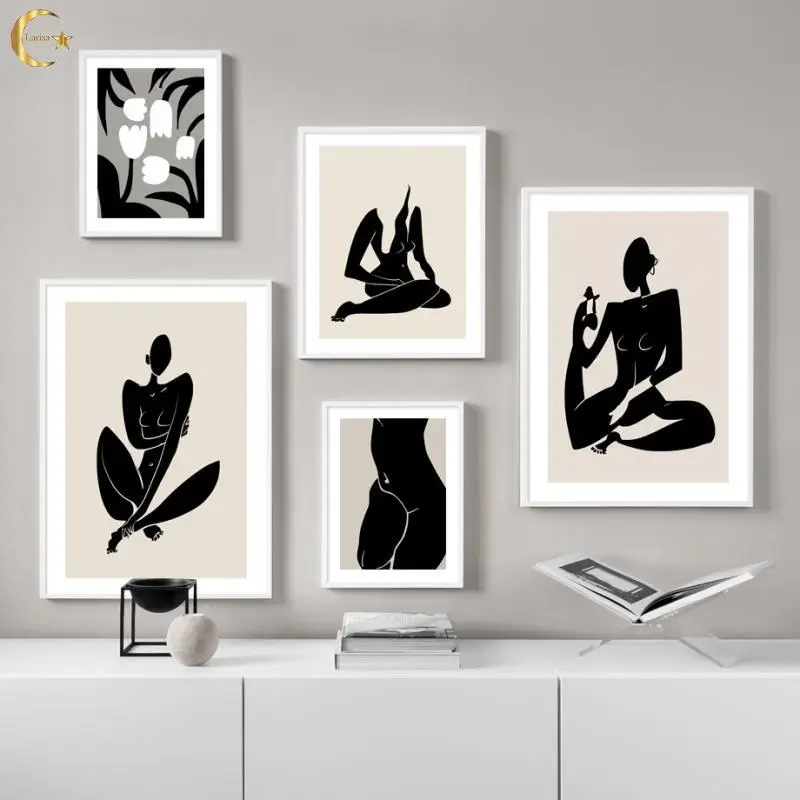 

Abstract Nordic Posters and Prints Tulip Flower Abstract Character Body Canvas Painting Wall Art Modern Pictures for Home Decor