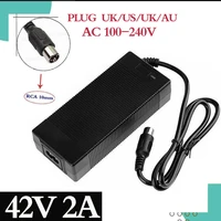 36v charger rca 10mm plug lotus connector output 42v 2a electric bike powerboard lithium battery charge scooter