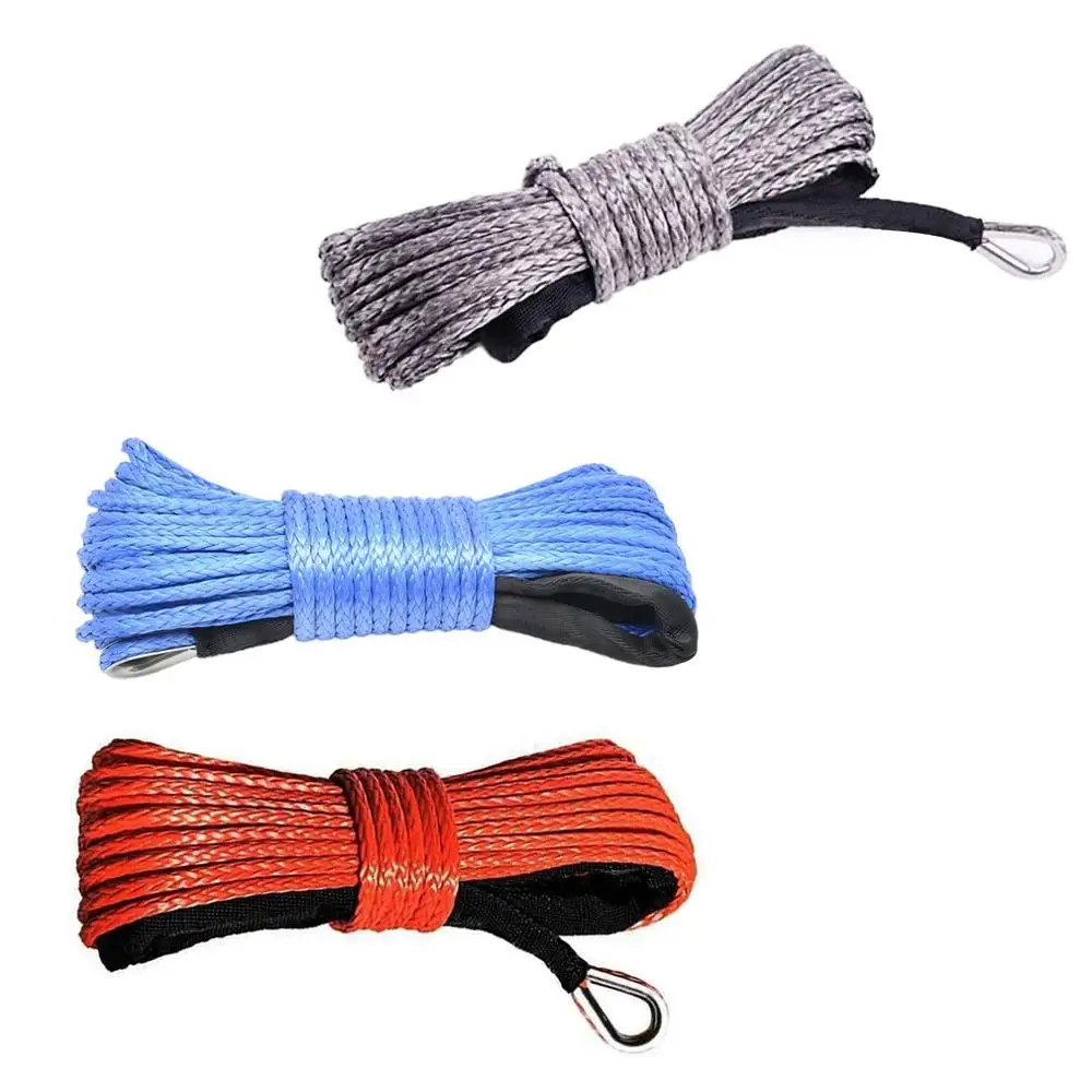 

7700lbs Electric Winch Rope Nylon Rope High Strength Fiber Rope 6mmx15m Car Tow Rope Tow Strap Car Accessories