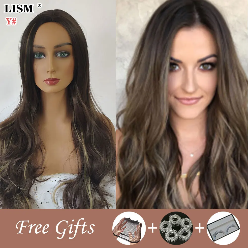 Парики женские длинные в центре Модные свободные кудрявые шиньоны для косплея и