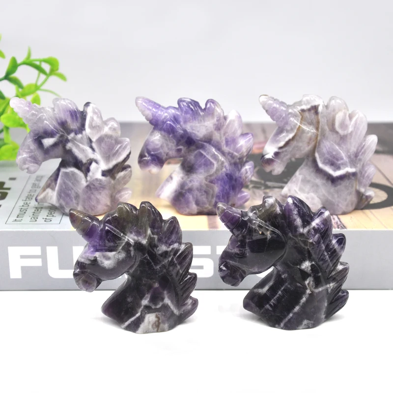 5p Unicorn Statue Amethyst Quartz Crystal Healing Reiki Stones Gemstone Animals Home Ornament Decorations DIY Gift Wholesale 2