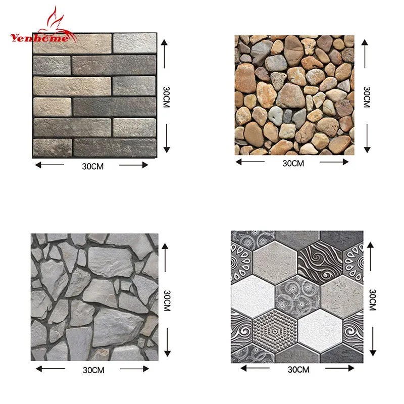 

3D Foam Tiles Patches Home Decoration Bedroom Bathroom Renovation Cobblestone Wall Stickers Modern Square Panels Peel and Stick