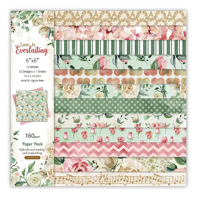 

24 Sheets Pink Rose Theme Scrapbooking Packs Paper Origami Art Scrapbook Paper Crafts DIY Photo Album Background Pads Paper