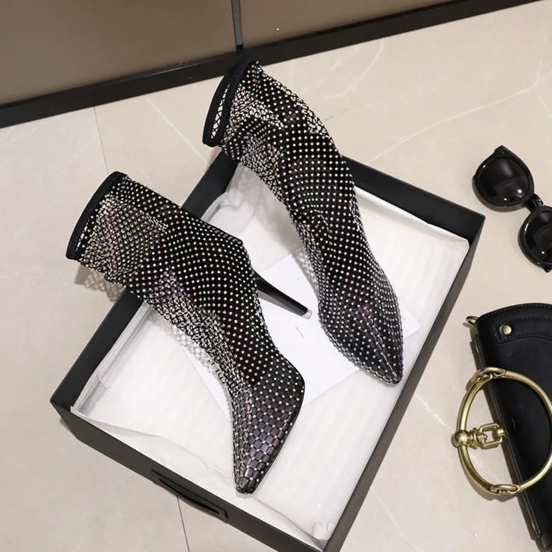 Женские сапоги-чулки выше колена модные сексуальные блестящие сапоги с острым