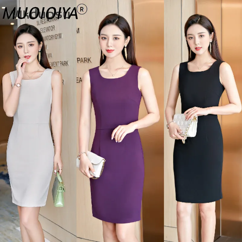 

Женское винтажное Деловое платье без рукавов