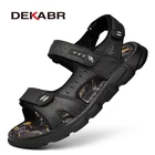 Мужские сандалии из натуральной кожи DEKABR, черныесерые, на шнуровке, размеры 38-48