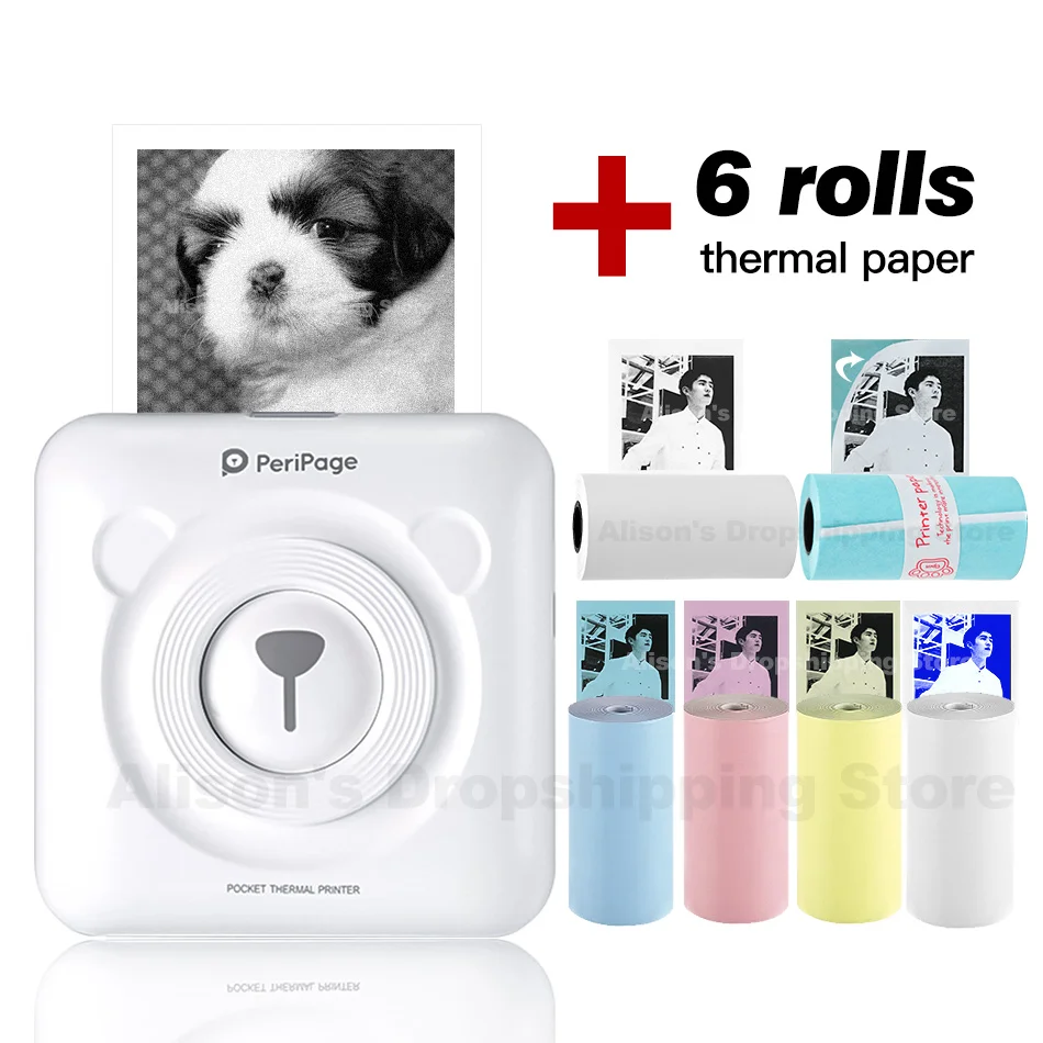 WH Add 6 Group Paper GZM5804 A6 PeriPage Мини Портативный Bluetooth беспроводной бумажный фотопринтер Карманный термопечать USB подключение Impresoras Fotos - Цвет: WH Add 6 Group Paper