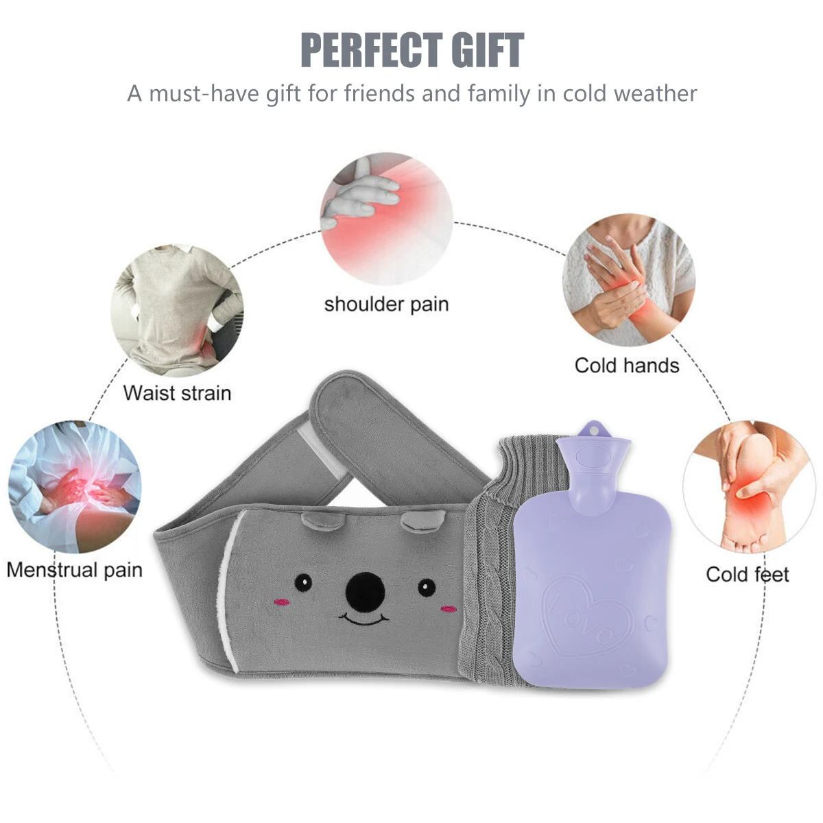 2 шт./компл. сумка для бутылки с горячей водой теплым плюшевым поясным ремнем фото