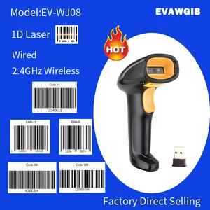 Cheapest Handheld Barcode Scanner with Stand 1D Laser bar code reader 2.4Ghz Wireless & Wired USB Interface Bracket EVAWGIB