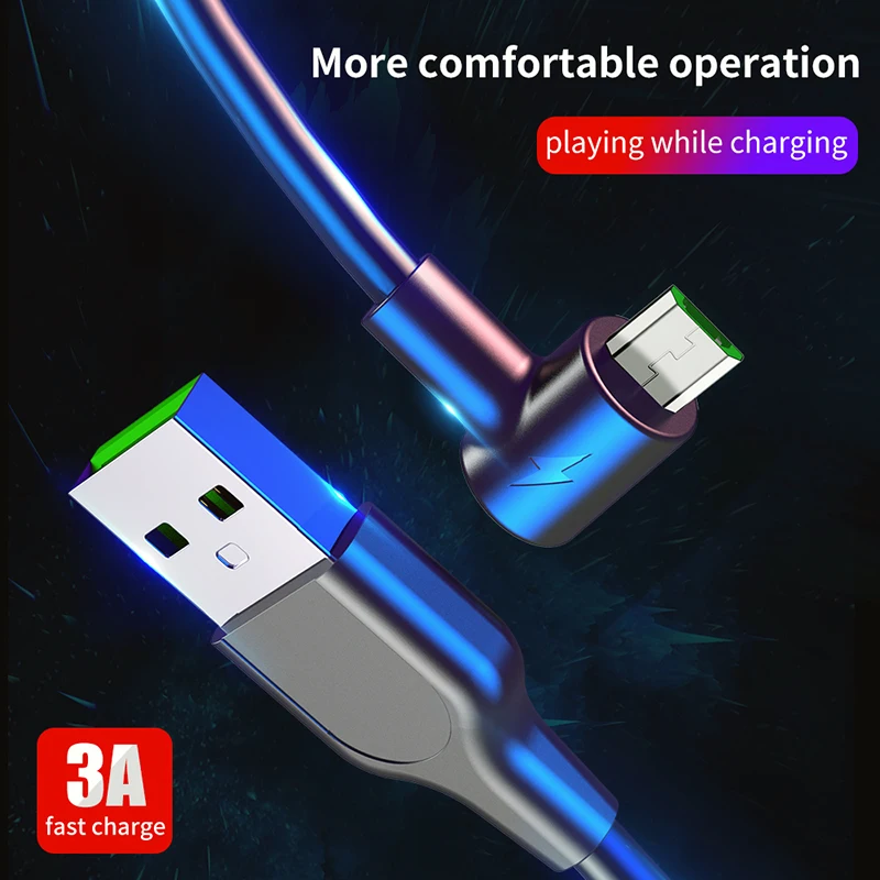 Micro USB кабель 90 градусов локоть нейлоновая оплетка 1 м 1,5 м 3 м Быстрая зарядка зарядное устройство кабели данных для samsung S7 Xiaomi Redmi Microusb