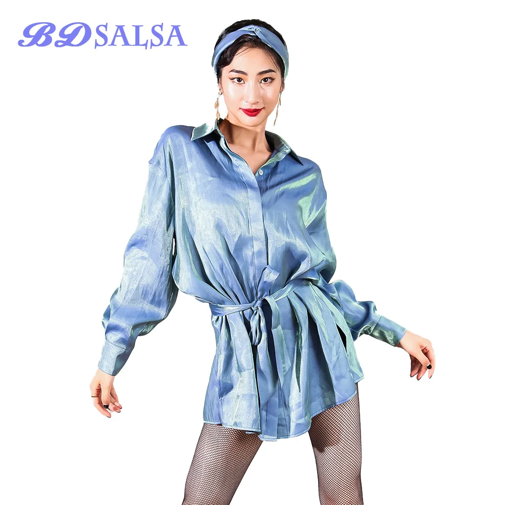 2020 Tops Latin Dance Clothes The New Training Female Adult Practice Cloth Sexy Dancing Set Dress ZD119 Blue Red Green Hot Top