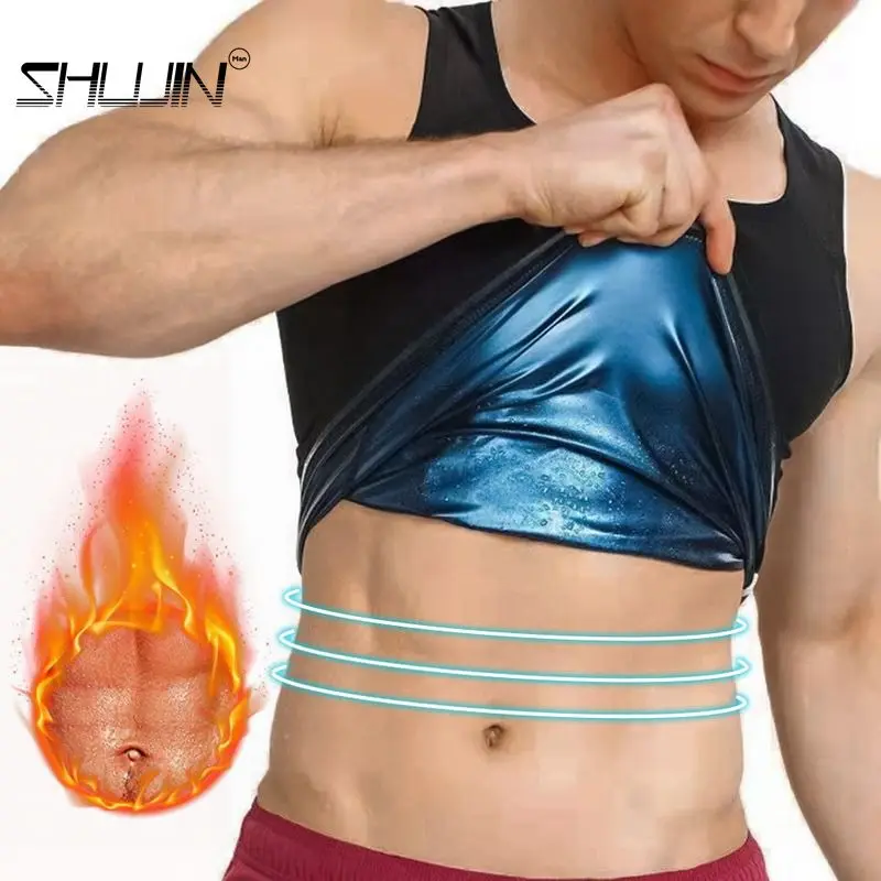 

Men Thermo Shirt Sweat Sauna Tank Tops Body Shapers Waist Trainer Slimming Vest Fitness Comfortable Shapewear Belt Body Men 2021