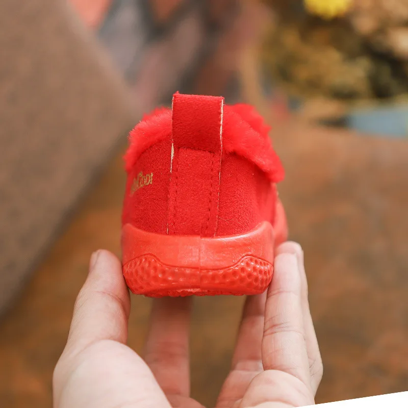 winter plush warm Moccasin first walkers prewalkers school student soft sole pink Baby Shoes hot sale Toddler red large plus big size17-26 Unisex