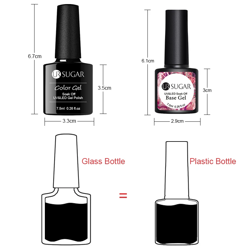 UR SUGAR Base and Top Coat Gel Nail Polish UV 7.5ml Transparent Soak Off varnish Art | Красота и здоровье