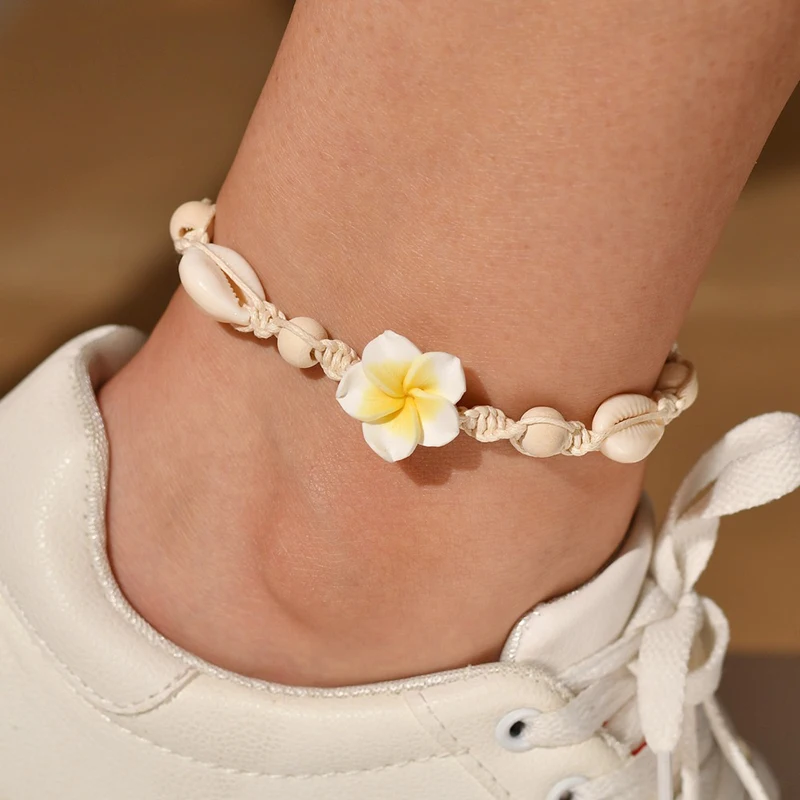 

YADA Handmade adjustable flower Anklets for Women Bohe Foot ankle Barefoot Sandals Weave shells Bracelet ankle Female AT200025