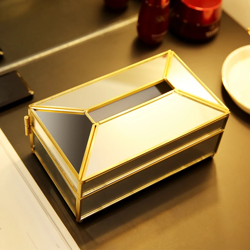 ANFEI Новое поступление Золотая стеклянная коробка для салфеток высокого качества