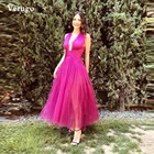 Женское Плиссированное вечернее платье-трапеция Verngo, из тюля, с глубоким V-образным вырезом, до щиколотки, для выпускного вечера, размера плюс